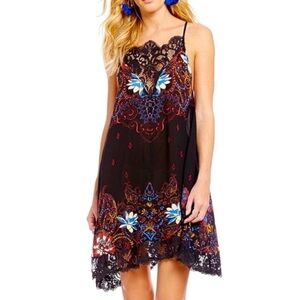 Free People Intimately Who’s Sorry Now Black Lace Floral Slip Size XS NWT